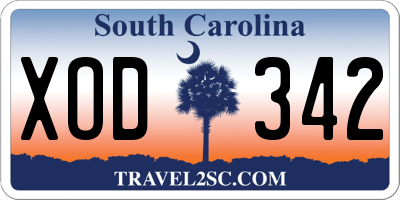 SC license plate XOD342