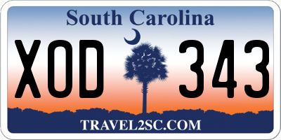 SC license plate XOD343