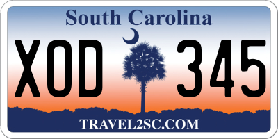 SC license plate XOD345