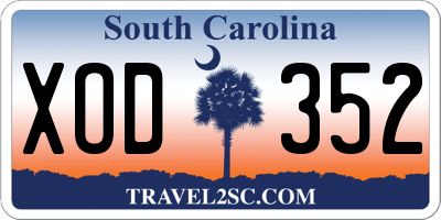 SC license plate XOD352