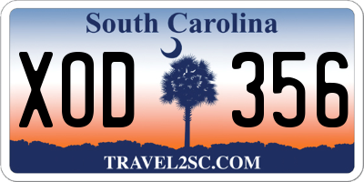 SC license plate XOD356