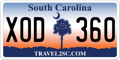 SC license plate XOD360