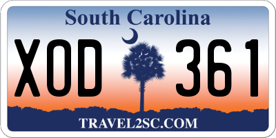SC license plate XOD361