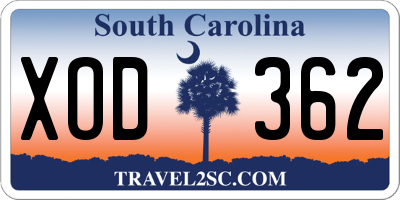 SC license plate XOD362