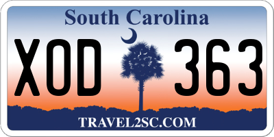SC license plate XOD363