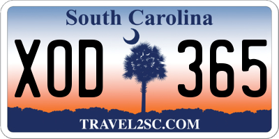 SC license plate XOD365