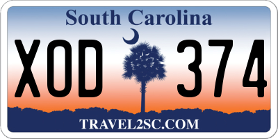 SC license plate XOD374