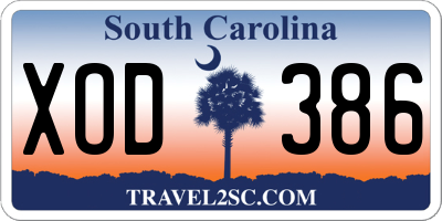SC license plate XOD386