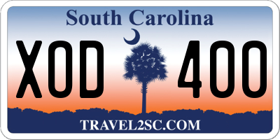 SC license plate XOD400