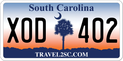 SC license plate XOD402