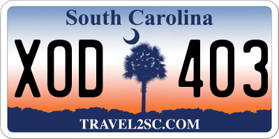 SC license plate XOD403