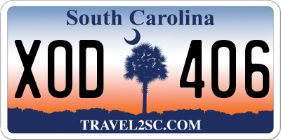 SC license plate XOD406