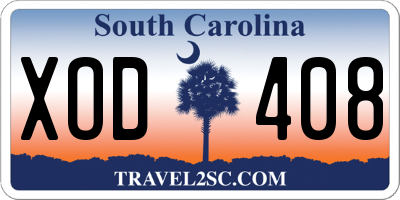 SC license plate XOD408