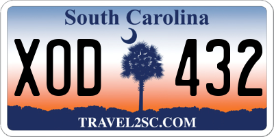 SC license plate XOD432