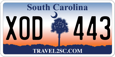 SC license plate XOD443