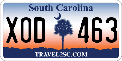 SC license plate XOD463