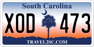 SC license plate XOD473