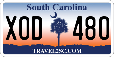 SC license plate XOD480