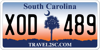 SC license plate XOD489