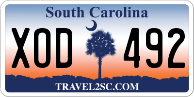 SC license plate XOD492