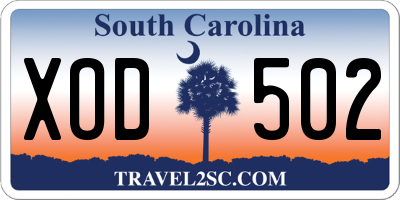 SC license plate XOD502