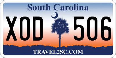 SC license plate XOD506