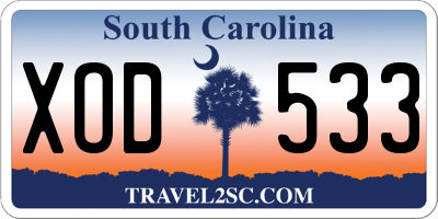 SC license plate XOD533