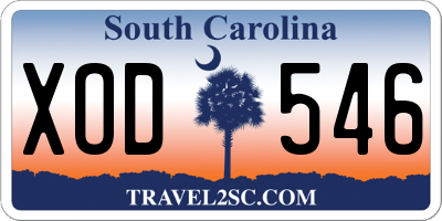 SC license plate XOD546