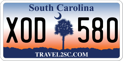 SC license plate XOD580