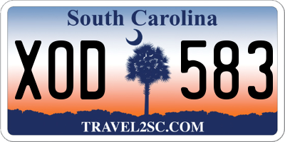 SC license plate XOD583