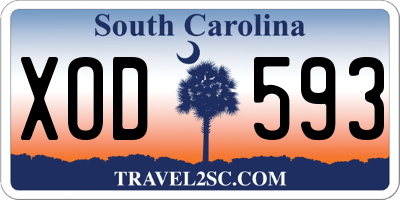 SC license plate XOD593