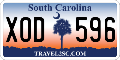 SC license plate XOD596