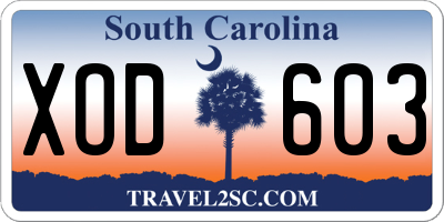 SC license plate XOD603