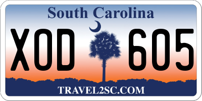 SC license plate XOD605