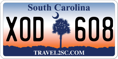 SC license plate XOD608