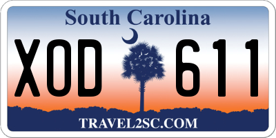 SC license plate XOD611