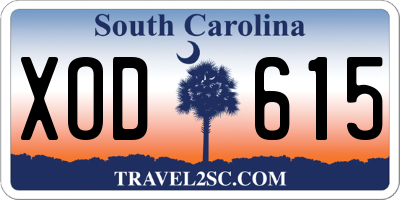 SC license plate XOD615