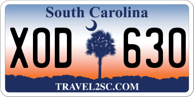 SC license plate XOD630
