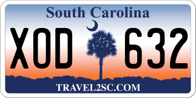 SC license plate XOD632