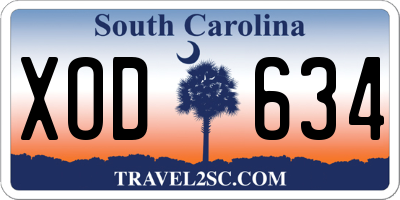 SC license plate XOD634