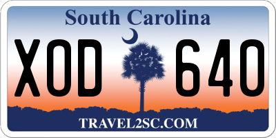 SC license plate XOD640