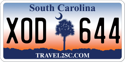 SC license plate XOD644