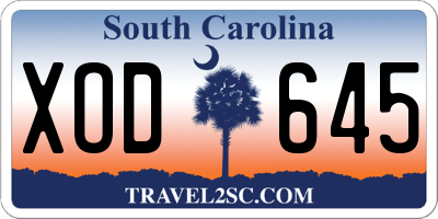 SC license plate XOD645