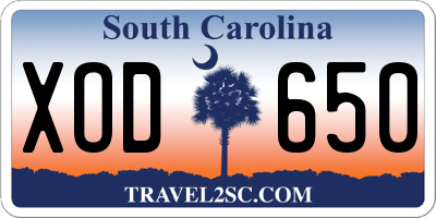 SC license plate XOD650