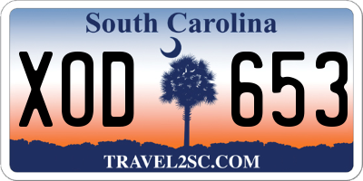 SC license plate XOD653