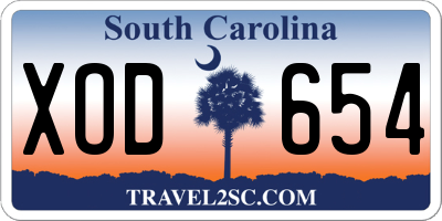 SC license plate XOD654