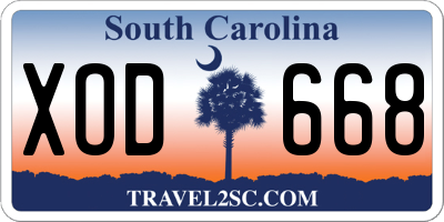 SC license plate XOD668