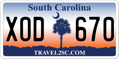 SC license plate XOD670
