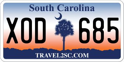 SC license plate XOD685