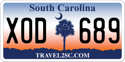 SC license plate XOD689
